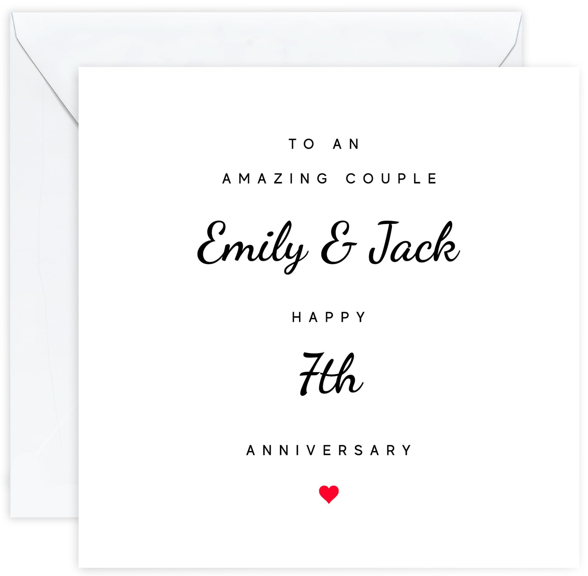 Personalised 7th Anniversary Card Couple – Custom Name Card | Seventh Wedding Anniversary Card for Husband and Wife | 7 Year Anniversary Card for Couple | for Partners or Married Couple