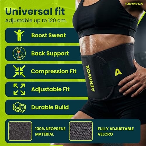 Image of Unisex Belly Fat Burner Belt, Sweat Belt for Women Fat Burner, Belly Fat Belt for Women, Tummy Weight Loss Sweat Slim Belt for Men, Waist Trimmer for Workout Black