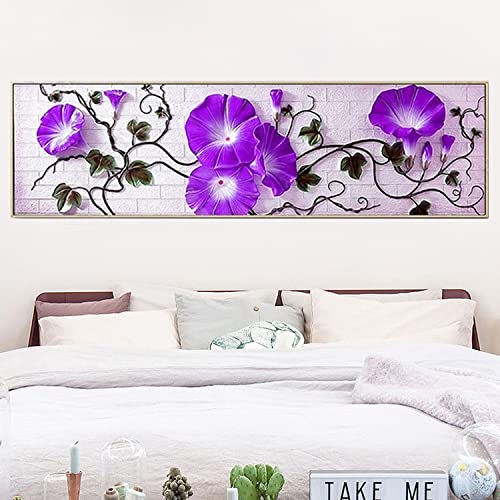 Peinture diamant 5D fleurs pourpres grand format 40x120cm pour loisirs créatifs adultes