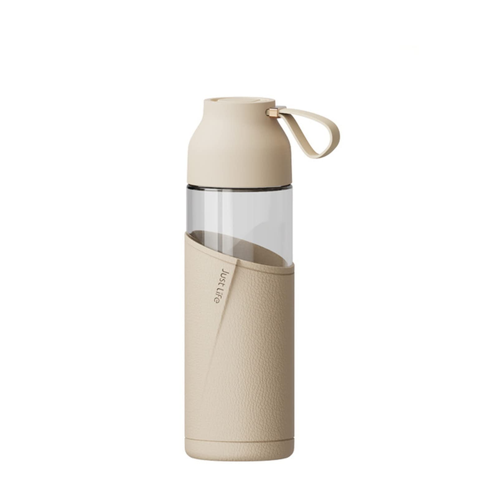 Vasos De Cristal Agua Nueva Botella de Agua con Manga Creativa Linda aislada Botella de Agua Vidrio Leche Jugo de Leche Taza de café Cubierta de Agua ecológico Vasos De Agua(Beige)