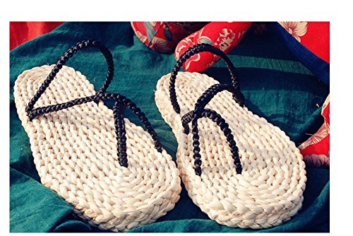 Handmade Straw Sandals Flip Flops Beach Shoes Cosplay Woven Slippers2
