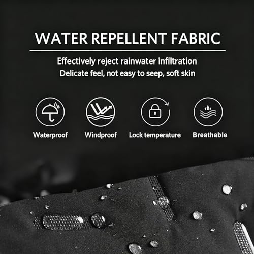 New Men's Fleece Lined Thick Warm Outdoor Casual Pants, Loose Fit Sports Trousers Black 6