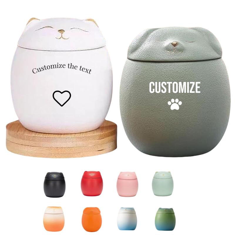 Personalized Ceramic Pet Urn for Dogs and Cats, Memorial Keepsake with Custom Name and Date Engraving