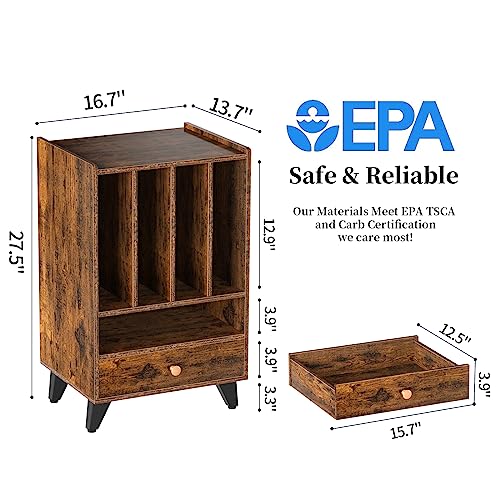 Gannyfer Vinyl Record Storage Table, 3-Tier Record Player Stand With Metal Legs, Cube Turntable Stand Record Holder Up To 150 Albums, Retro Vinyl Storage Cabinet Display Shelf For Bedroom Living Room #TOP2