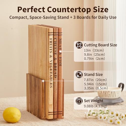 Set de 3 tablas de cortar decorativas forma libro miniatura 2
