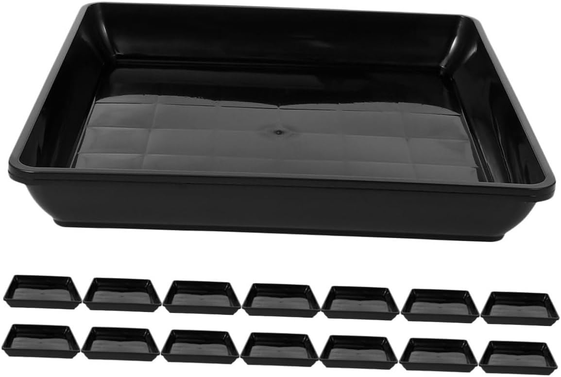 Wakauto 15pcs Square Flower Pot Saucers Plastic Planter Drip Trays for Succulents and Bonsai, Thickened Heavy-Duty Plant Base for Balcony and Outdoor Garden