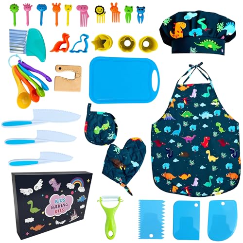 Kids Cooking And Baking Chef Set, Apron Chef Hat Accessories Complete Cooking Set, Dress Up Pretend Play Career Role Play Costume Toys Thanksgiving For Boys Girls