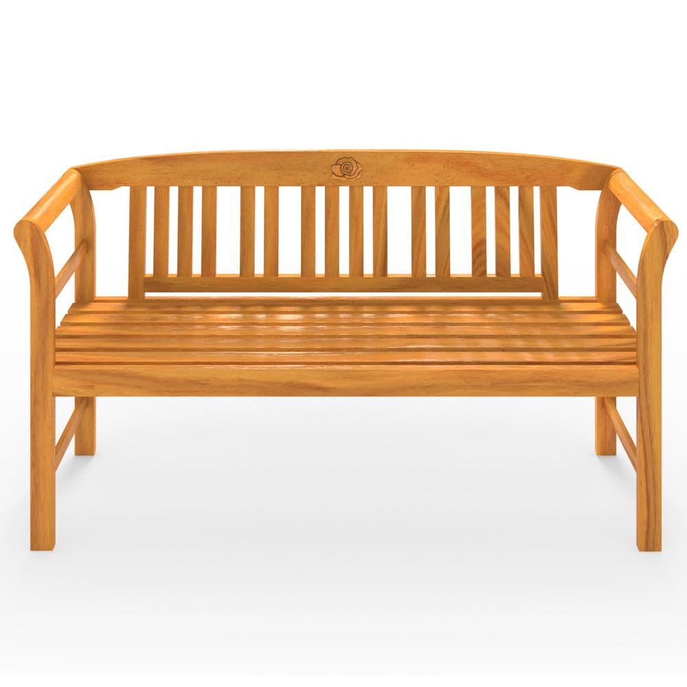 Casaria Banc de Jardin en Bois d'Eucalyptus Certifié FSC - Gravure de Rose