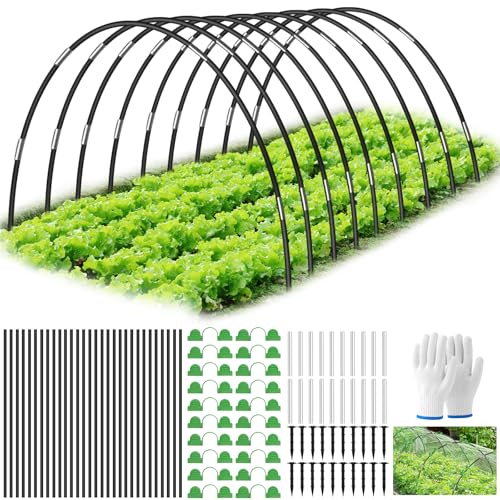 ANOMM Pflanztunnel Bögen, 30 PCS Tunnelbögen Hochbeet, Fiberglas Tunnelbogen für HochbeetBausatz, DIY Gewächshausreifen Frühbeet Tunnel für Garten Zeile Abdeckung Pflanzen Obst Gemüse (Schwarz)