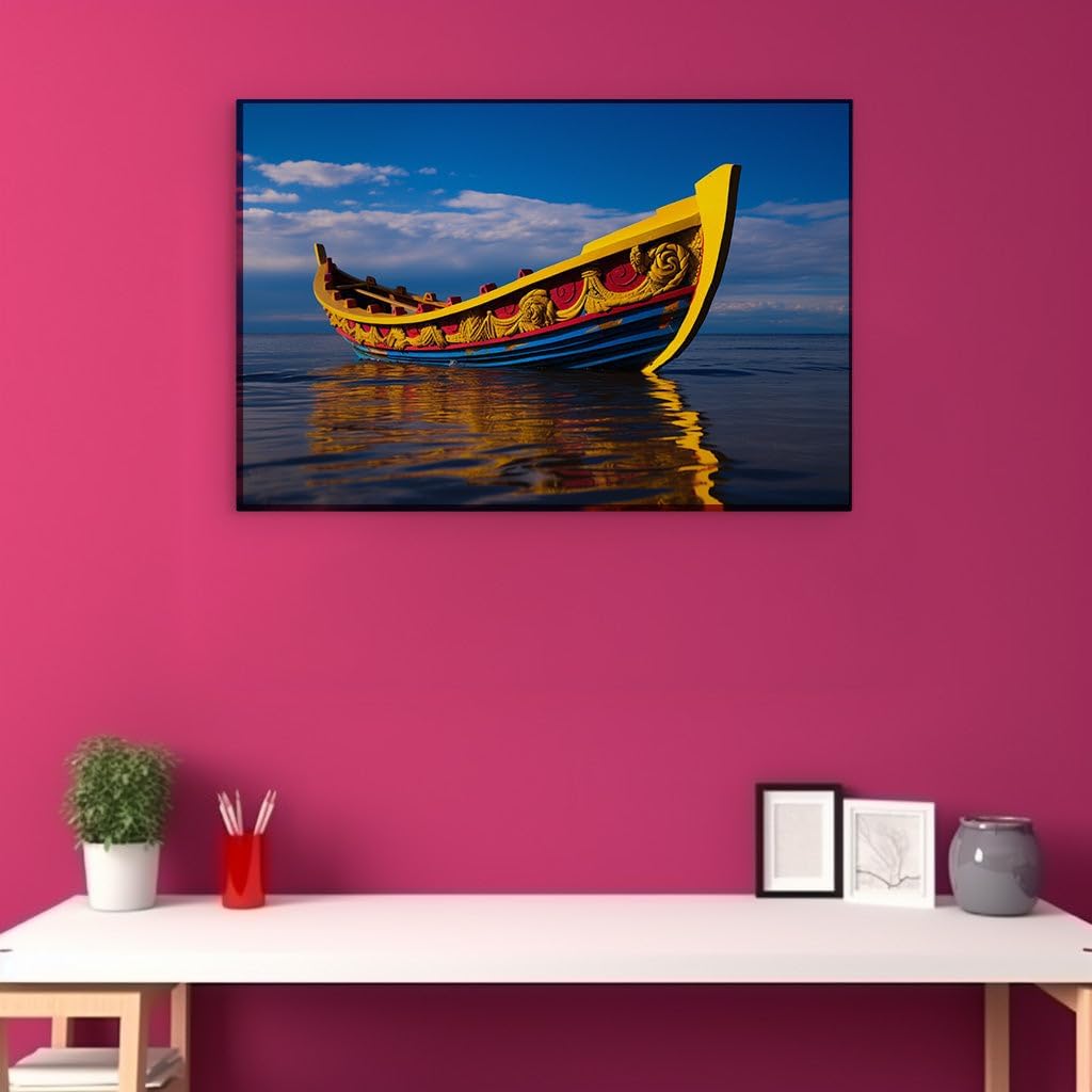 Canvas for Living room. Sailing into Serenity: A Vivid Journey on Calm Waters, 27 x 18 inch Canvas Wall Art - Contemporary Masterpieces - Modern Home Decor