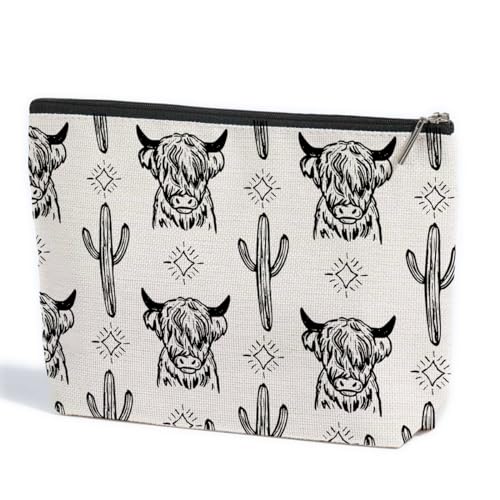 Image of Western Makeup Bag Western Gifts for Women Western Stuff Highland Cow Gifts Cowgirl Gifts Retro Cosmetic Bag Zipper Pouch for Mothers Day Graduation Birthday