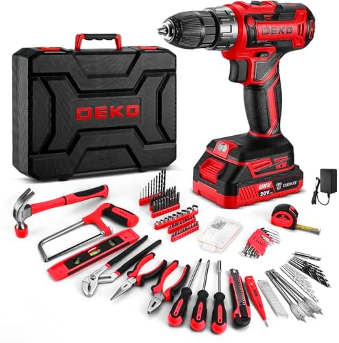 DEKO Complete Tool Box with Electric Screwdriver/Drill with 20 V ...