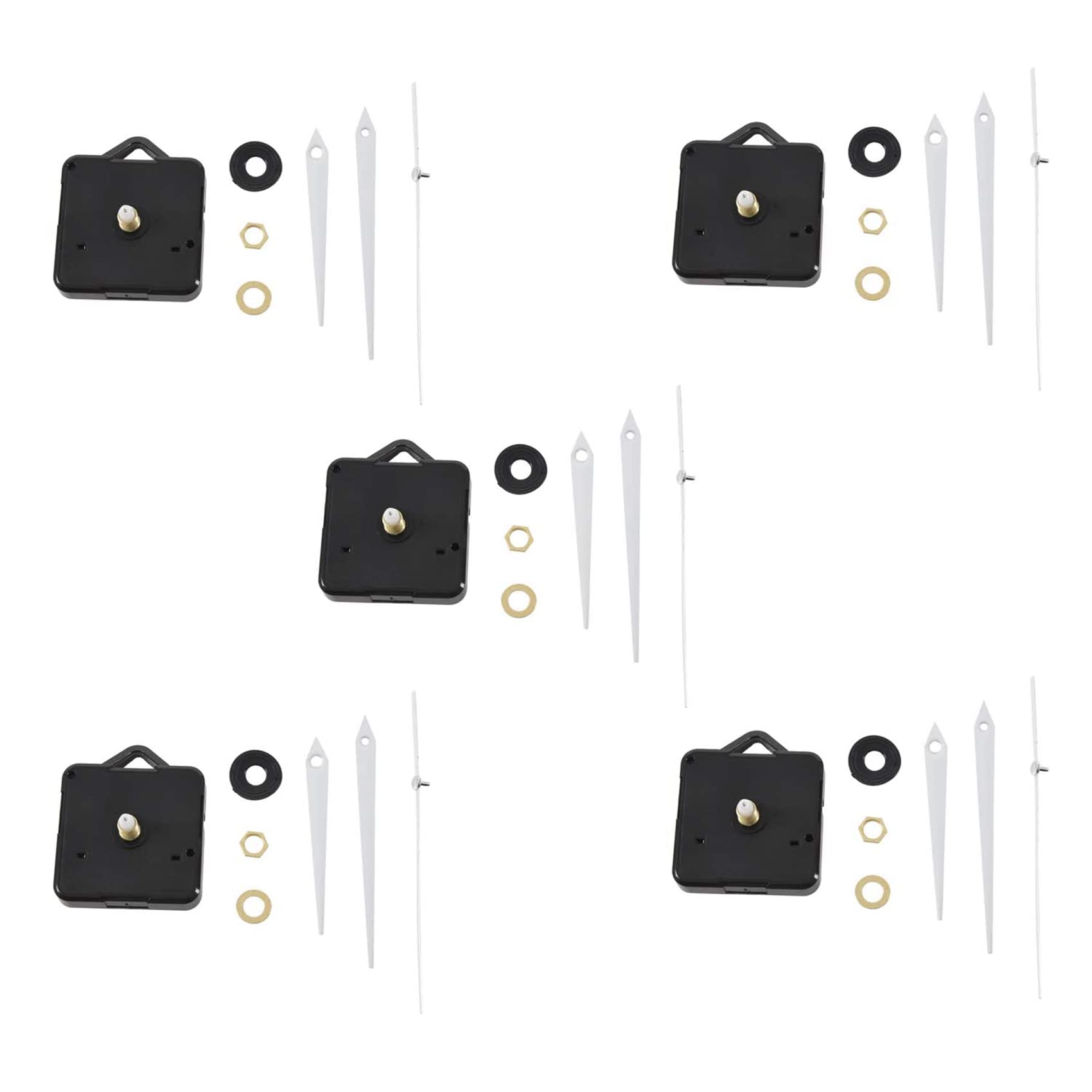 Hndhbfgrt 5X Quartz Clock Movement Mechanism DIY Repair Parts + White Hands
