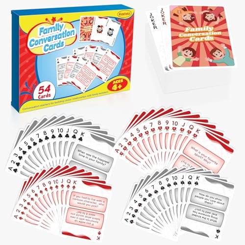 Kasfalci Family Conversation Cards, Conversation Starter Cards, Playing Question Card Games for Families, Family Board Games, Dinner Table & Road Travel Activities for Kids, Teens and Adults