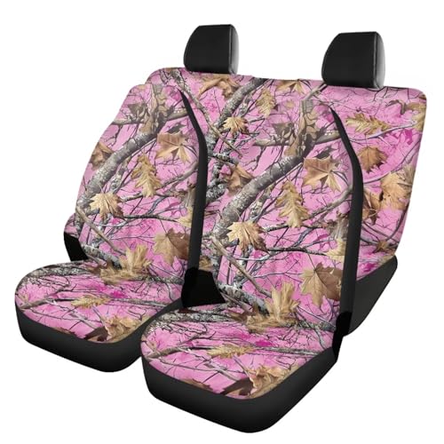 SEANATIVE Pink Camo Hunting Car Seat Covers Seat Protectors Full Set of 4 Dust-Proof Stretchy Cars Interior Accessories Fits Most Cars Trucks SUV Vans