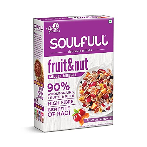 Image of Tata Soulfull Fruit & Nut Millet Muesli, Contains Wholegrains, Real Fruits & Almonds, High in Fibre, 400g