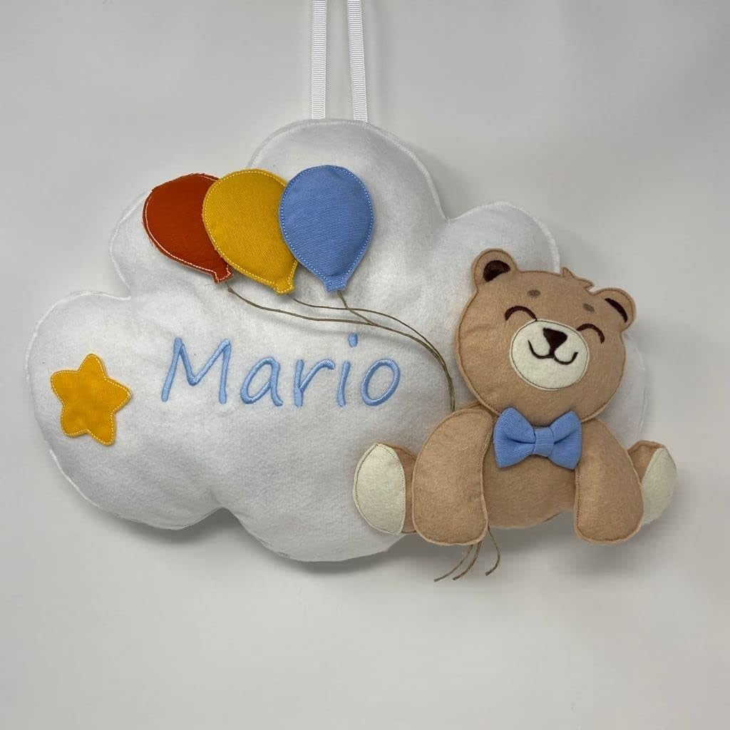 Fiocco Nascita a forma di Nuvola con orsetto e palloncini - Fiocco nascita con nome personalizzato - Colore Ricamo Azzurro o Rosa - bimba o bimbo - Made in Italy - Handmade - Made in Italy - Pri Frog