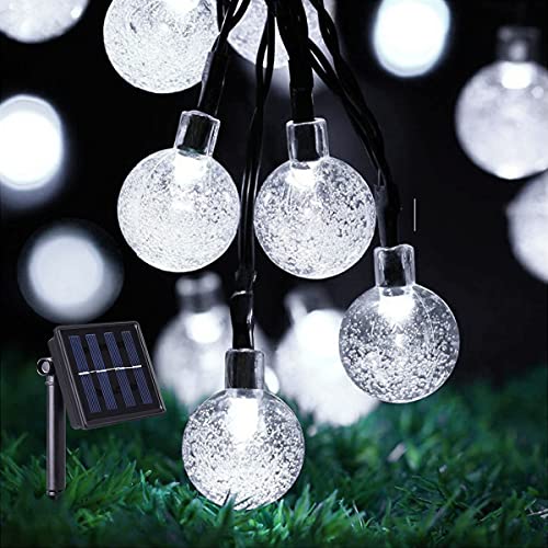 Guirlande Lumineuse Exterieure Solaire, 12M 100 LED Lampe Solaire Exterieur Cristal Boules Étanche 8 Modes Intérieur Lumiere Cover