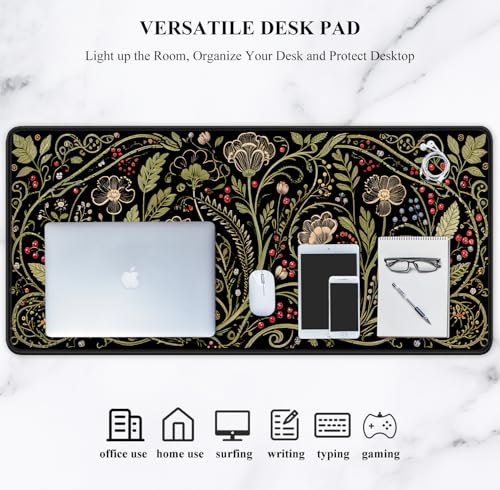Image of Auhoahsil Desk Mat, Ultra Large Mouse Pad, XXL Gaming Mousepad, Pretty Desk Pad, Big Extended Full Size Desktop Desk Matt for Keyboard, Laptop & Computer, 35.5 x 15.7 in, European Vintage Flowers