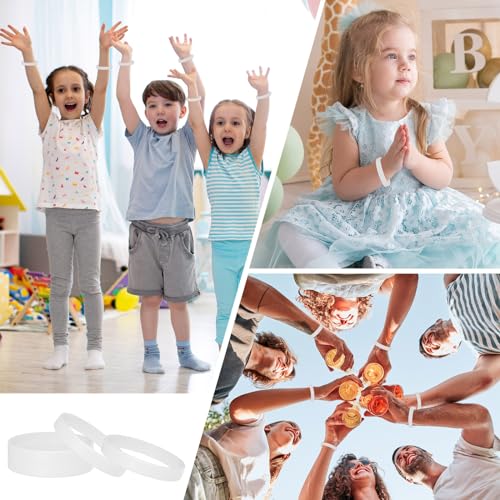 Image of Morcheiong 12 Pieces Silicone Bracelets- White Color Blank Rubber Wristbands for Adults Teen Party Favors