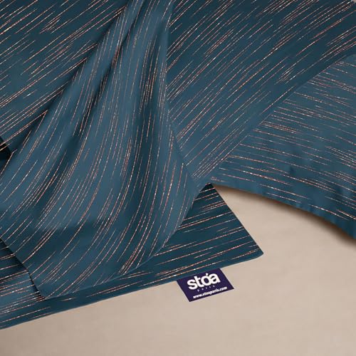 Image of Stoa Paris 350TC Luxstre Cotton Super King Printed Bedding Set for King & Double Size Beds with 2 Pillow Covers, 274 x 274cm Bedsheet, All-Season Comfort, Breathable, Home Decor, Panache 2.0 - Teal