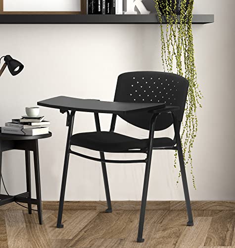 Nilkamal Plastic Amaze Chair with Tablet (Black)