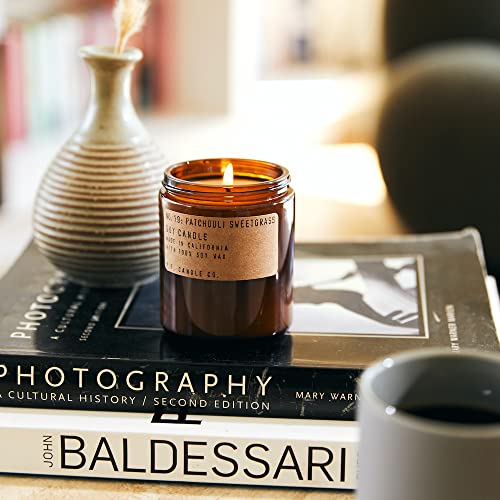 P.f. Candle Co. Patchouli Sweetgrass Classic Standard Scented Soy Wax Candle (7.2 Oz) 40-50 Hour Burn Time, Cotton Wick, Amber Glass Jar #TOP1