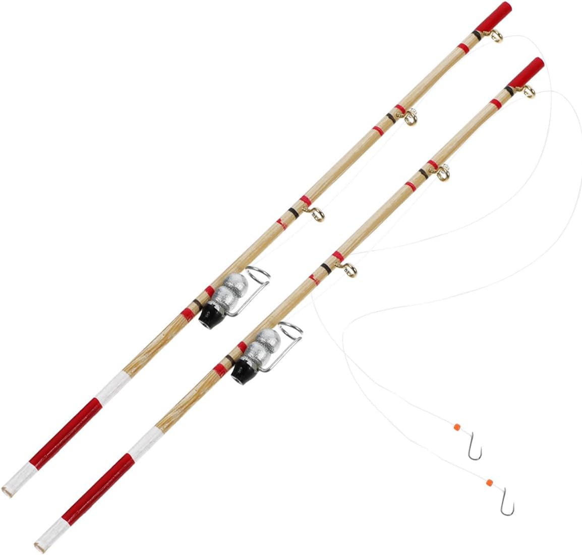 Zerodeko 2pcs Mini Fishing Rod Model Tiny Fishing Rod Decor for Dollhouse Accessories Mini House Scene Adornments Photo Prop Miniature Pole Craft Ornament 6.88in