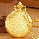 Gold Large Decorative Flower Pattern Pocket Watch White Roman Numeral Scale Quartz Pocket Watches for Men with Chain - Image 5
