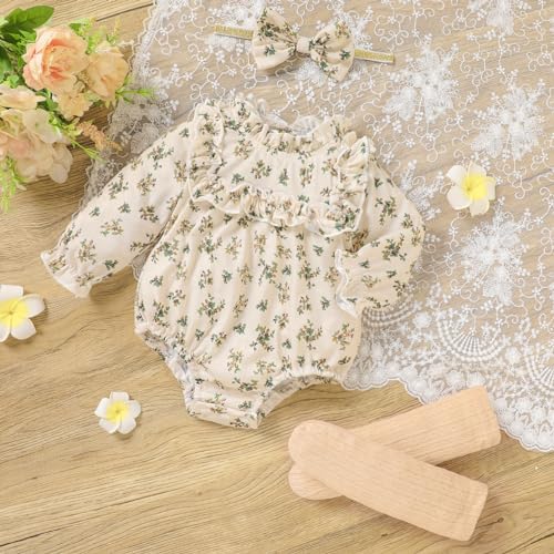 GRNSHTS Newborn Baby Girl Clothes Ruffle Rompers Toddler Fall Outfits for Girls Set Little Girl Fall Winter Clothing3