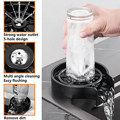 ARTLINE Black Single Bowl Kitchen Sink, Stainless Steel Waterfall Sink, Bar Sink with Cup Washer Sinks, Drop-In/Undermount Farmhouse Workstation Sink with Multiple Accessories (26.8 x 17.7in)