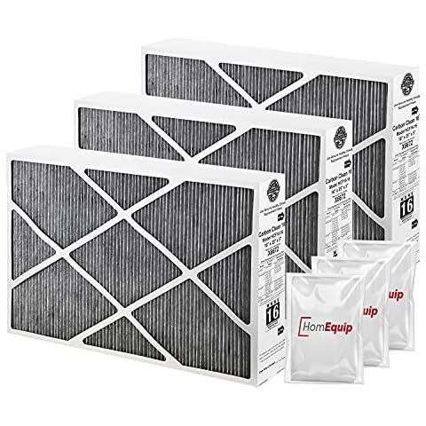 Lennox 16x25x5 Furnace Filter, X6672 Filter Replacement, Merv 16 Carbon Clean Filter Media with Homequip Disposal Bag 3-Pack (Actual Size: 15.8 x 24.8 x 4.3 Inches) Cover