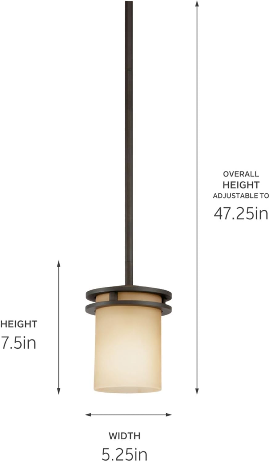Kichler Hendrik 7.5" 1 Light Mini Pendant with Light Umber Etched Glass Olde Bronze®