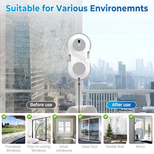 Swbsll Robot Lavavetri, 8000Pa Robot Lavavetri Finestre Con Doppio Spray D'acqua,Telecomando, Navigazione Intelligente, Sistema Di Sicurezza, Rilevamento Intelligente Dei Bordi, Per Superficie Lisce - 6