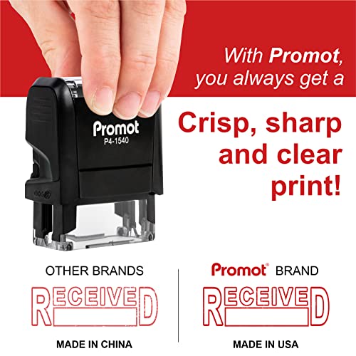 Promot Received Self Inking Rubber Stamp - Refillable Received Stamper - Business, Bookkeeping, Ordering, Accounting, Work, Office Stamps - Red Ink #TOP5