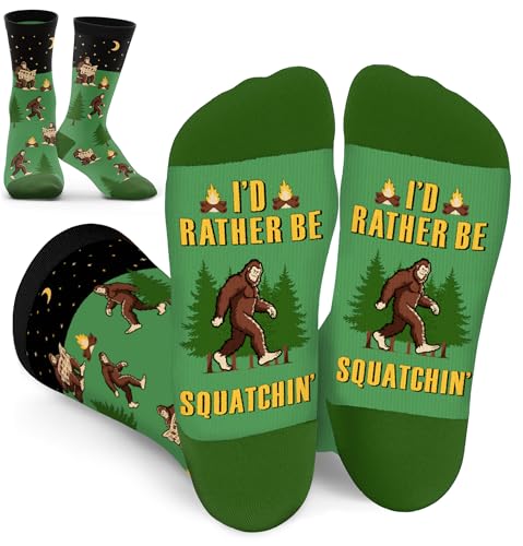 ZAGKOO Big Foot Sasquatch Gifts for Men - Bigfoot Sasquatch Socks, Funny I'd Rather Squatchin' Novelty Socks for Men, Dad, Women - Fathers Day Ideas, Bigfoot Lovers Gift - Christmas Stocking Stuffers