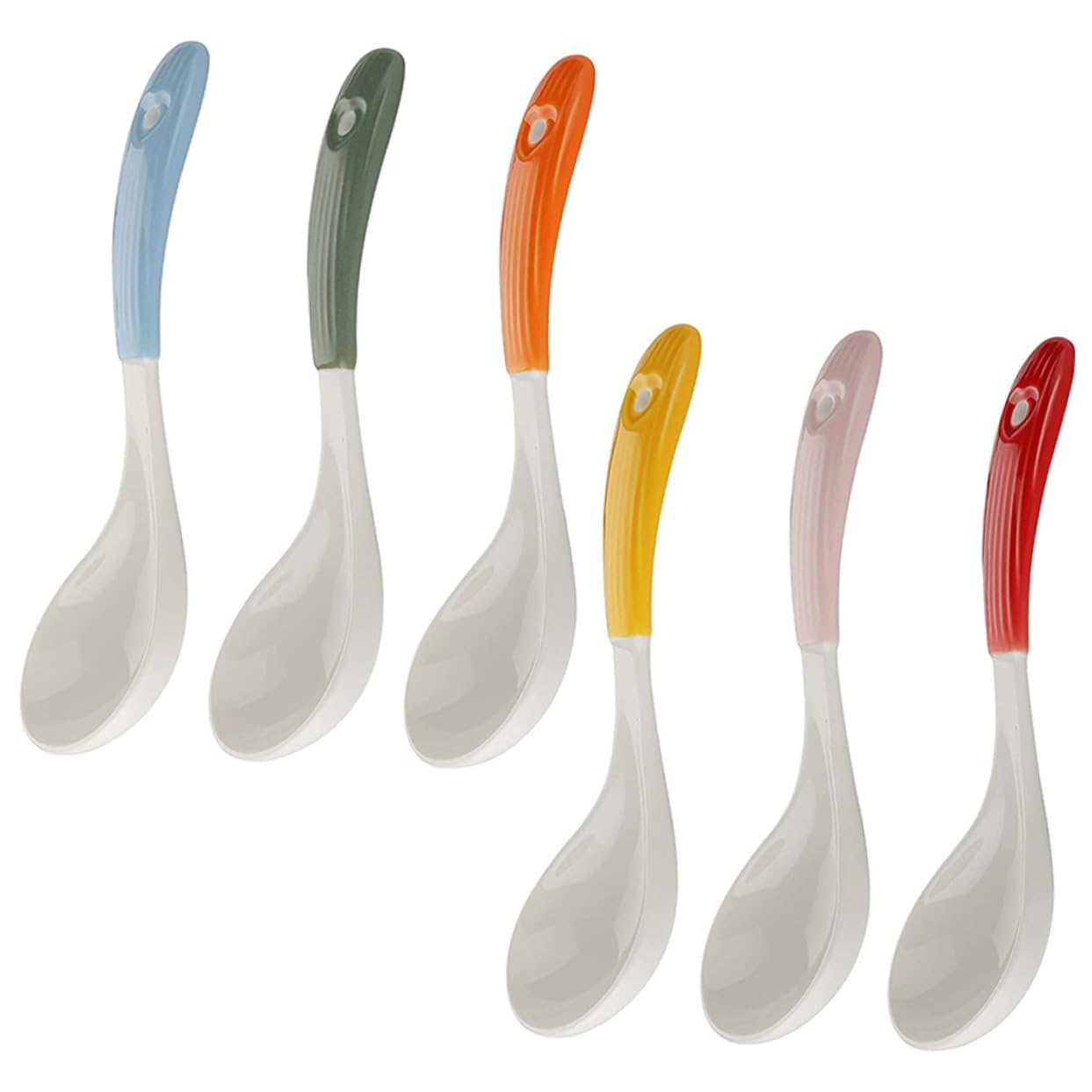 Cuillères à soupe en céramique blanche : lot de 6 couverts à ramen et velouté
