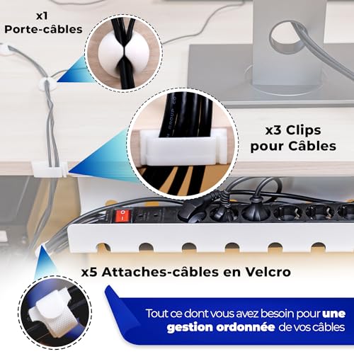 Kit câble management haute qualité chemin de câble bureau blanc - 4