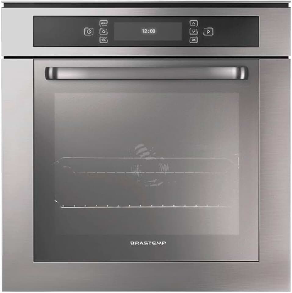 Forno de embutir elétrico Brastemp 67 litros cor inox com Função Ar Forçado e Painel Touch - BO260AR 220V