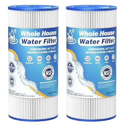5 Micron 10" x 4.5" Whole House Water Filter Compatible with GE FXHSC, GXWH40L, Plumber W50PEHD, Culligan R50-BBSA, Pentek R50-BB, W10-PR, DuPont WFHDC3001, W50PEHD, High Flow Sediment Filters, 2 Pack