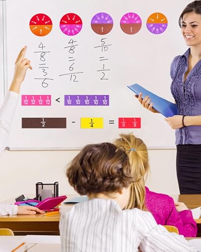 Meetory 134 Stück Magnetic Fraction Tiles Bruchrechenkreise, Rechnen Lernen, Bruchrechenteile Math Manipulatives, Einschulungsgeschenke for School Bildungsressourcen Bildungskit Erwachsene