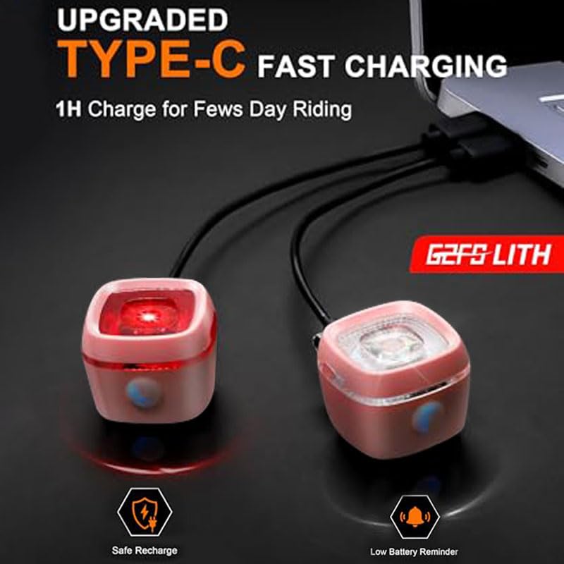 Bicycle Front & Rear Lights, Type-C Rechargeable LED Bike
