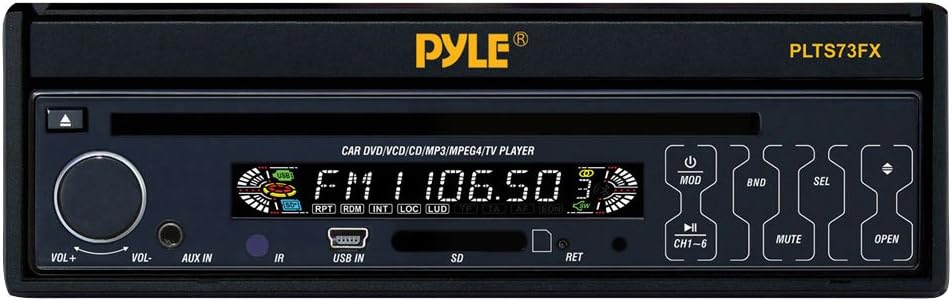 Pyle Single DIN In Dash Car Stereo Head Unit w/ 7inch Flip Out Touch Screen Monitor, Remote - Audio Video Receiver System with Radio, Camera and CD DVD Player Input, MP3, USB, SD Reader - PLTS73FX
