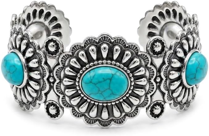 Turquoise Cuff Bracelet,South Western Cowgirl Bangle Bracelets Bohemian Gift for Women
