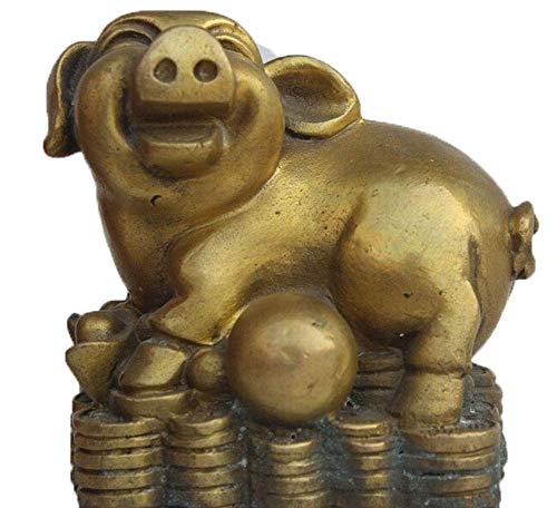 Statue de richesse laiton cochon du zodiaque, le cadeau FengShui idéal pour le Nouvel An