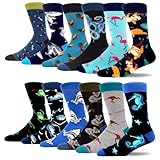 MAKABO Men's Colorful Novelty Patterned Crew Socks, 12 Pack Multicolor Animal