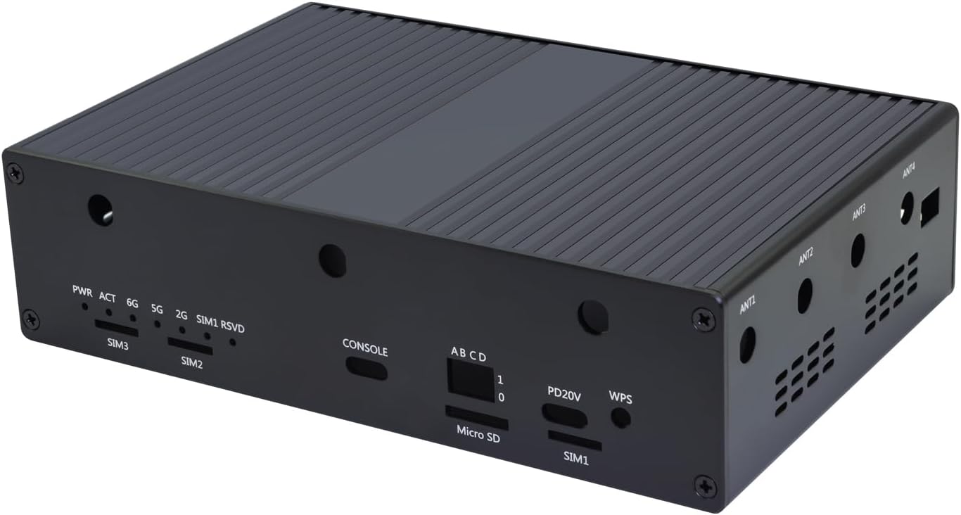 WayPonDEV Black Metal Case for Banana Pi BPI-R4 Lite Wireless Tri-Band WiFi 7 Router Dev Board, Metal Shell for Banana Pi BPI-R4 Lite MediaTek MT7987A OpenWRT Single Board Computer (Case, Metal Case)