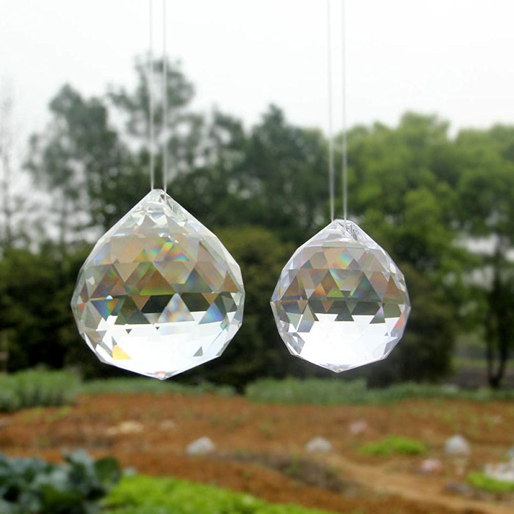 QJZM 5/6/7/8/10cm Kristall Facettierte Kugel Suncatcher Kronleuchter Prisma Lampe Perlen Teil Hängende Anhänger Home Wedding Decor Ornament Craft-60mm_White