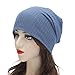 ZLYC Women Fashion Knit Slouchy Beanie Hat Thin Stretch Skull Caps (Solid Blue)