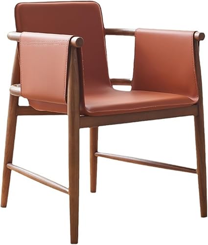 sillas de comedor Silla de comedor de cuero Silla de comedor Ocio Madera maciza Sala de estar Back Ash Hotel Balcón Cocina moderna